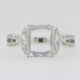 14K White Gold Semi Mount Ring Setting Emerald OCT 10X8mm W/ Moissanite - Syzjewelry